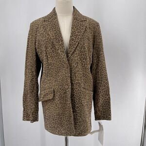 Pamela McCoy Collections Genuine Suede Leather Jacket/Blazer Cheetah Women’s M